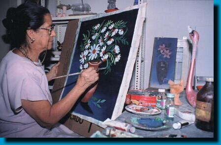 La abuela en su taller de pintura al leo