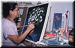 La abuela en su taller de pintura al leo